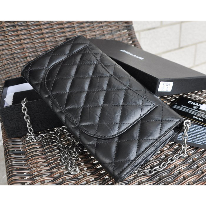 2015 Chanel A91808 original leather clutch chain bag Black