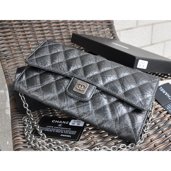 2015 Chanel A91808 original leather clutch chain bag SilverGrey