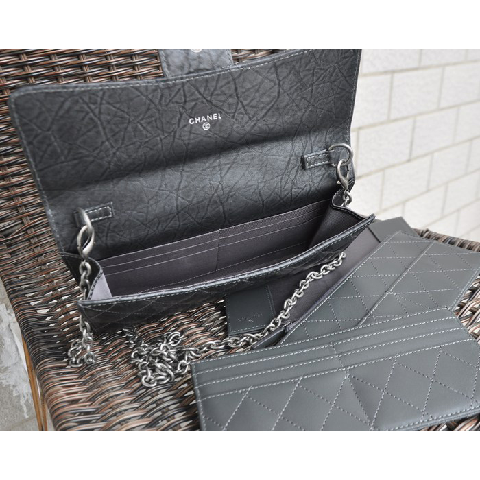 2015 Chanel A91808 original leather clutch chain bag SilverGrey