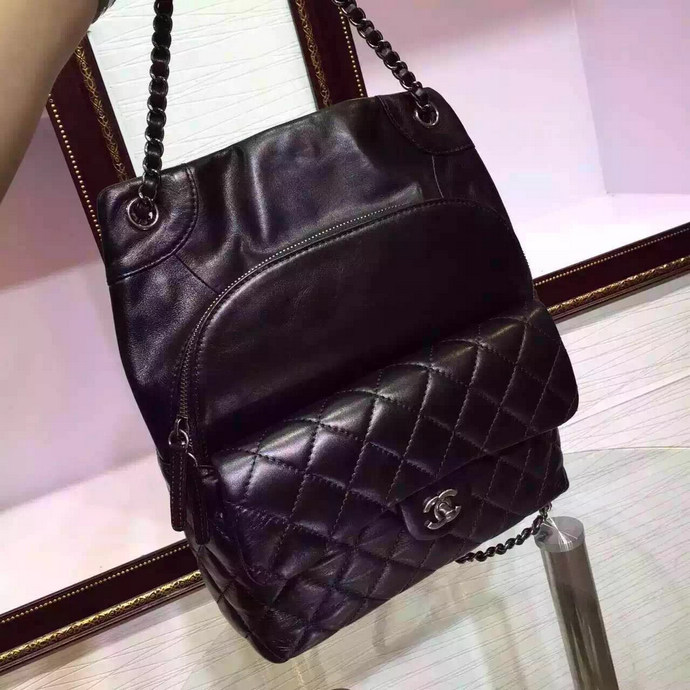 2015 Chanel Backpack Calfskin Leather A92291 Black