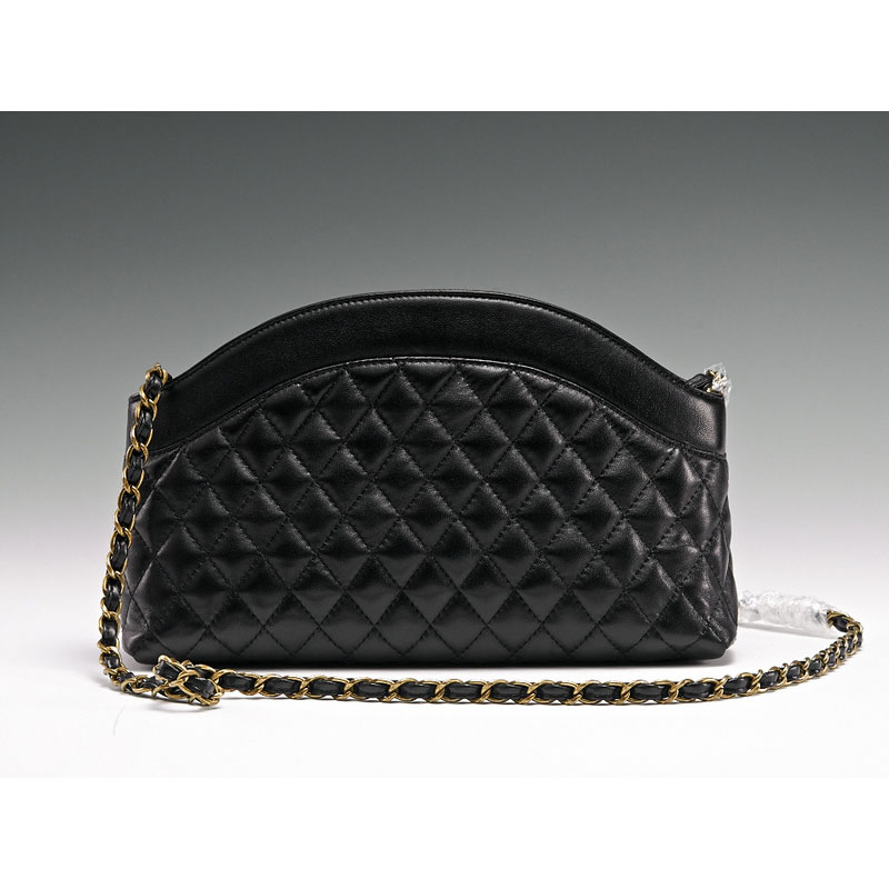 2015 Chanel Badge Shoulder Bag Sheepskin Leather A8872 Black