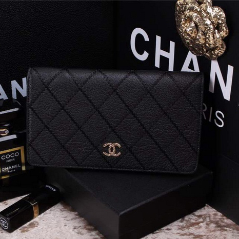 2015 Chanel Bi-Fold Wallet in Original Leather A9555 Black