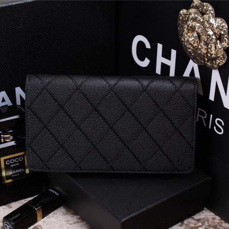 2015 Chanel Bi-Fold Wallet in Original Leather A9555 Black