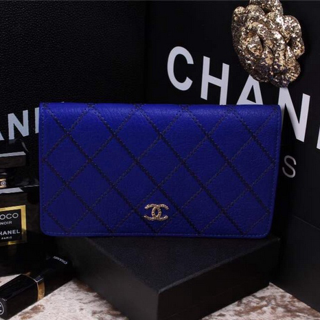 2015 Chanel Bi-Fold Wallet in Original Leather A9555 Blue