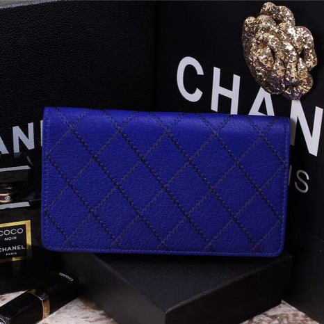 2015 Chanel Bi-Fold Wallet in Original Leather A9555 Blue