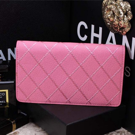 2015 Chanel Bi-Fold Wallet in Original Leather A9555 Pink