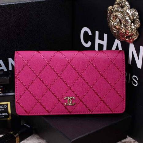 2015 Chanel Bi-Fold Wallet in Original Leather A9555 Rose