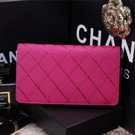 2015 Chanel Bi-Fold Wallet in Original Leather A9555 Rose