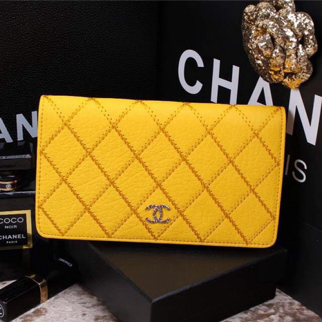 2015 Chanel Bi-Fold Wallet in Original Leather A9555 Yellow