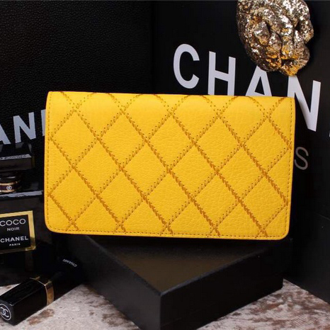 2015 Chanel Bi-Fold Wallet in Original Leather A9555 Yellow