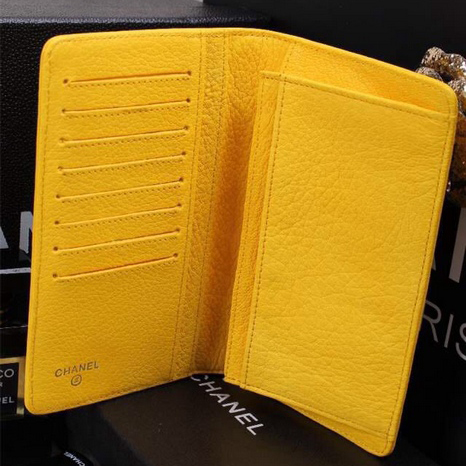 2015 Chanel Bi-Fold Wallet in Original Leather A9555 Yellow