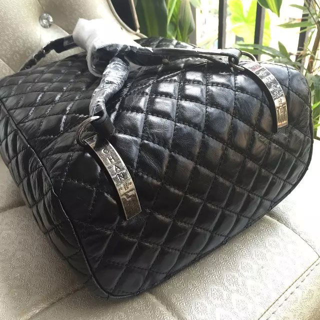 2015 Chanel Black Original Leather Backpack Embellished With a cc Signature