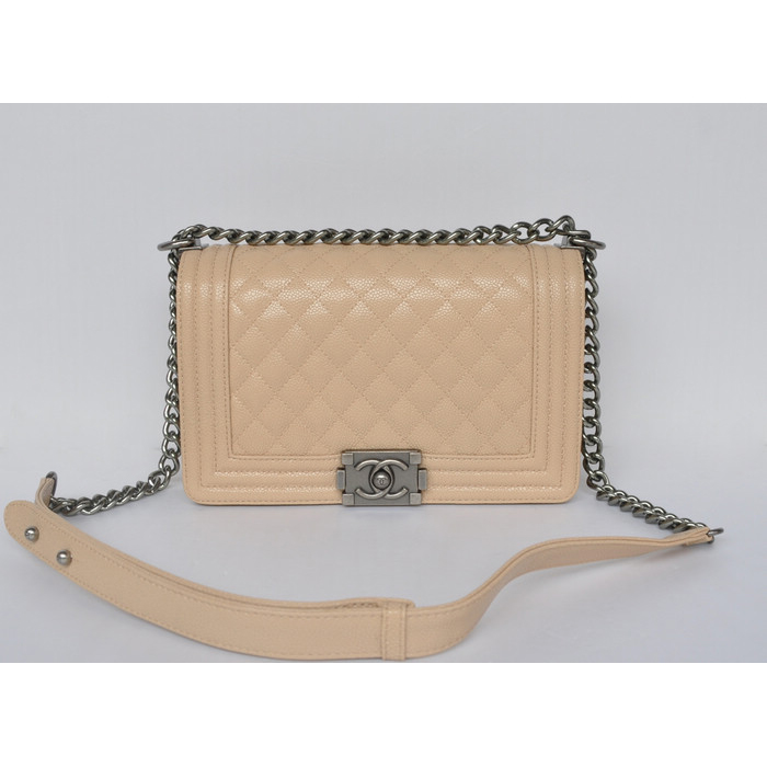 2015 Chanel Boy Flap Shoulder Bag Caviar Leather A67086 Apricot