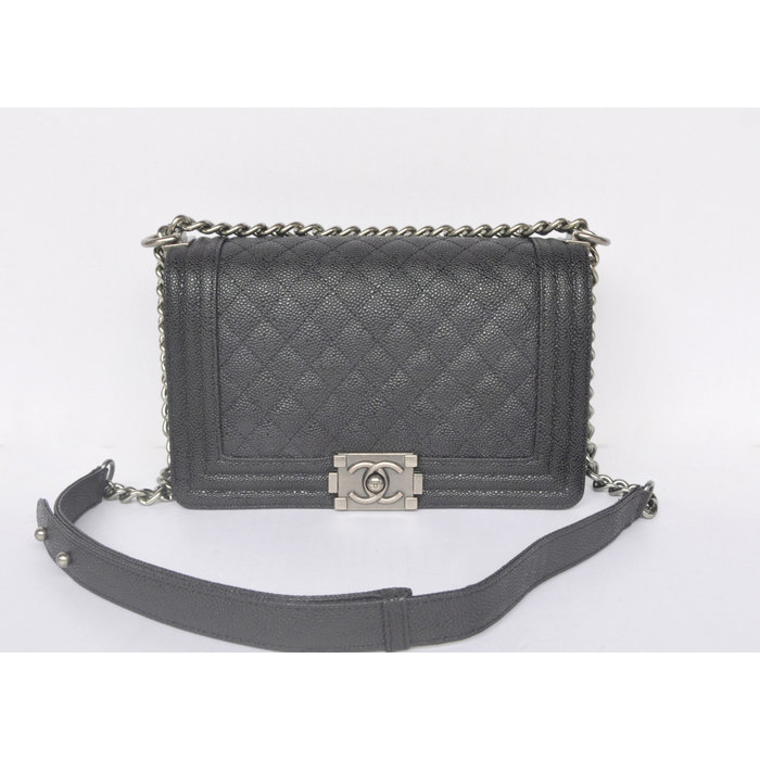 2015 Chanel Boy Flap Shoulder Bag Caviar Leather A67086 Black