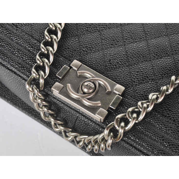 2015 Chanel Boy Flap Shoulder Bag Caviar Leather A67086 Black