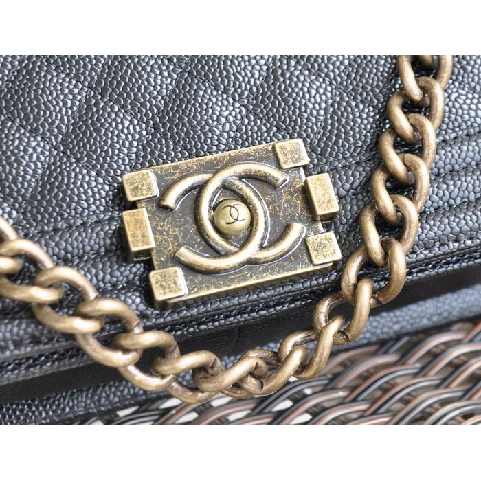 2015 Chanel Boy Flap Shoulder Bag Caviar Leather A67086 Black