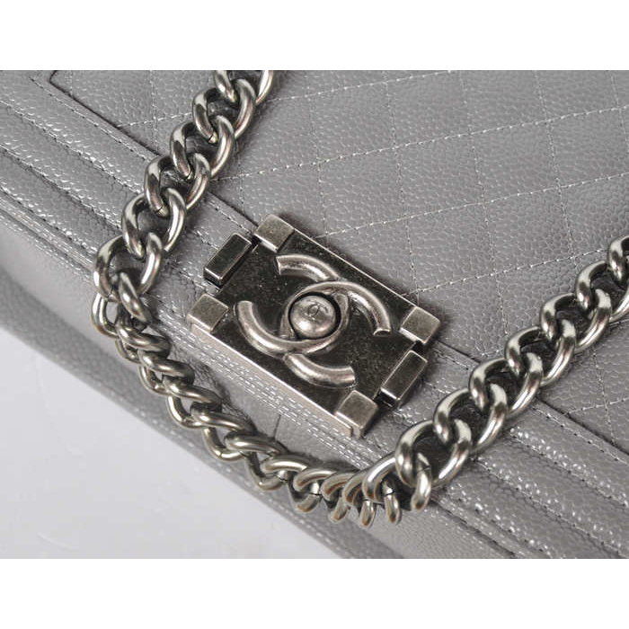 2015 Chanel Boy Flap Shoulder Bag Caviar Leather A67086 Gray