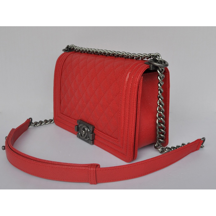 2015 Chanel Boy Flap Shoulder Bag Caviar Leather A67086 Red