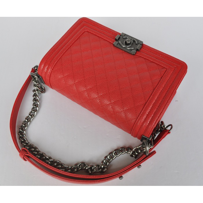 2015 Chanel Boy Flap Shoulder Bag Caviar Leather A67086 Red