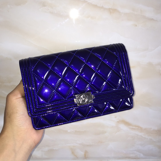 2015 Chanel Boy WOC Mini bag Original Patent Leather Blue