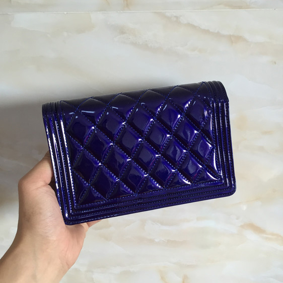 2015 Chanel Boy WOC Mini bag Original Patent Leather Blue