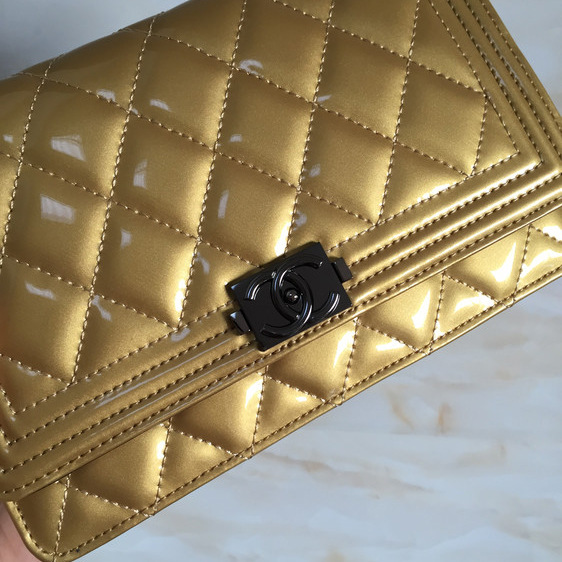 2015 Chanel Boy WOC Mini bag Original Patent Leather Gold