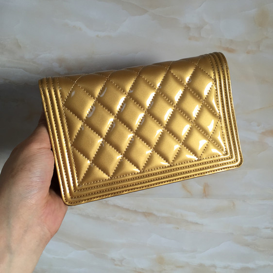 2015 Chanel Boy WOC Mini bag Original Patent Leather Gold