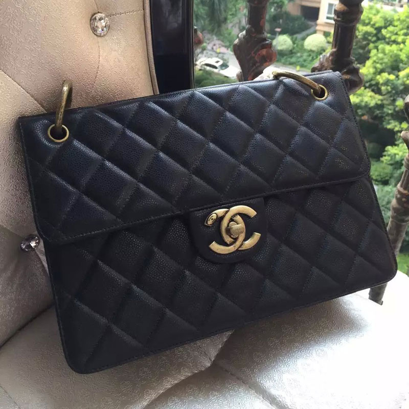 2015 Chanel Briefcase Bag Original Leather A37009 Black