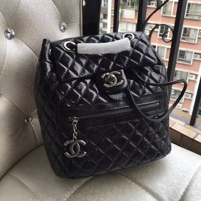 2015 Chanel Burgundy Original Leather Backpack Embellished With a cc Signature