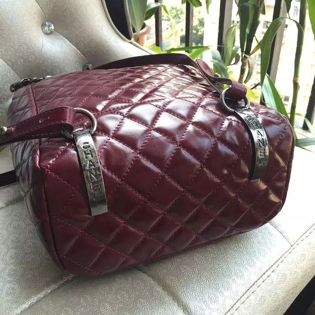 2015 Chanel Burgundy Original Leather Backpack Embellished With a cc Signature