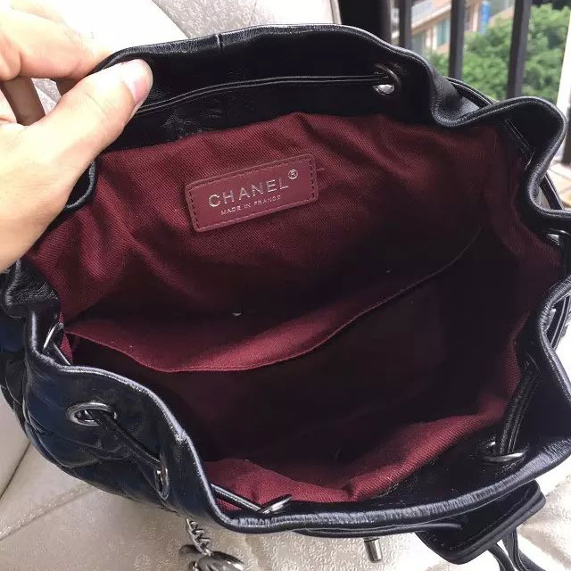 2015 Chanel Burgundy Original Leather Backpack Embellished With a cc Signature