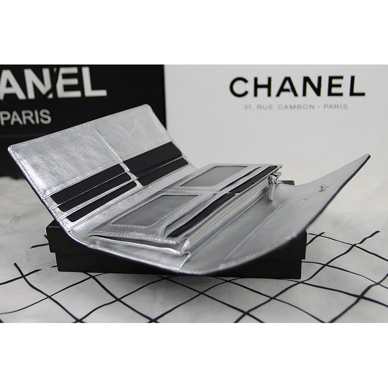 2015 Chanel Camellia Tri-Fold Wallet Original Leater A50084 Black