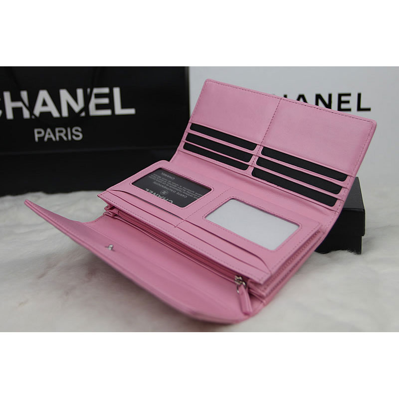 2015 Chanel Camellia Tri-Fold Wallet Original Leater A50084 Pink