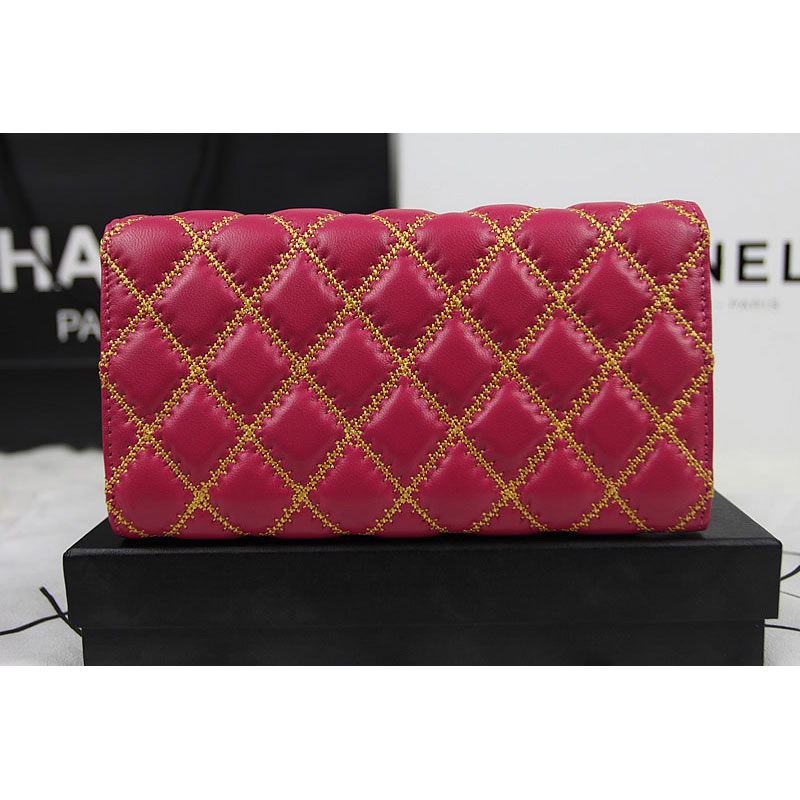 2015 Chanel Camellia Tri-Fold Wallet Original Leater A50084 Red