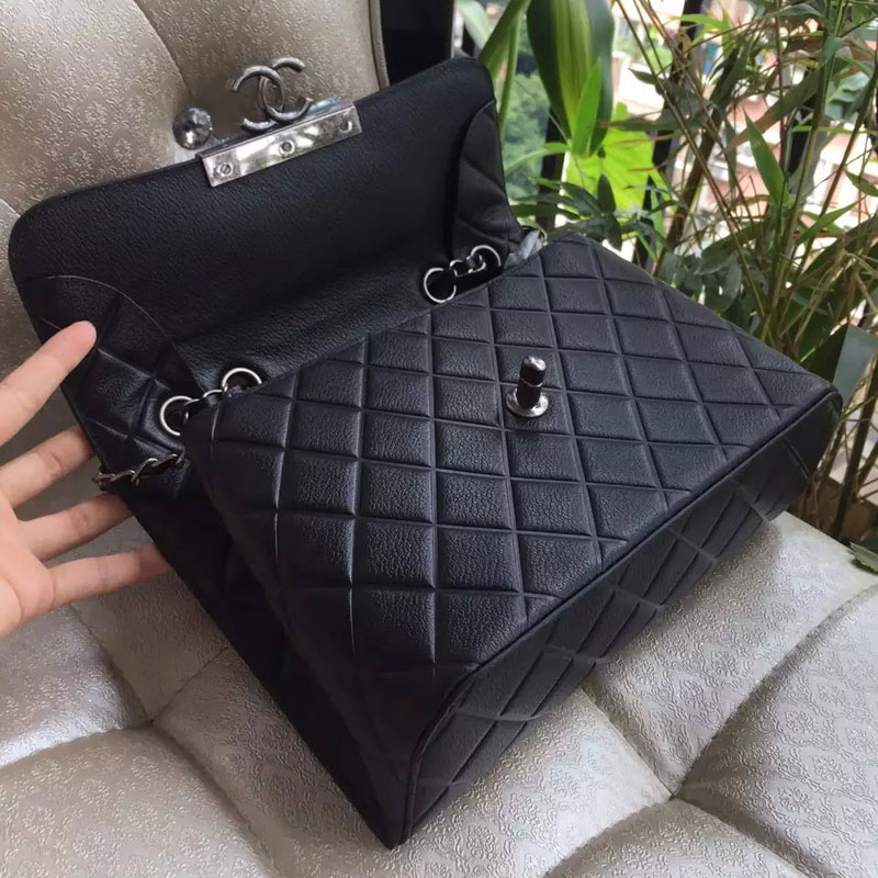 2015 Chanel Clasp Flap Bag in Original Calfskin leather Black A90905