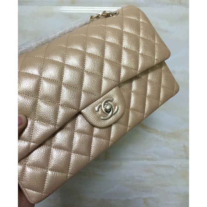 2015 Chanel Classic Flap Bag 1112 Original Nubuck Leather in Gold