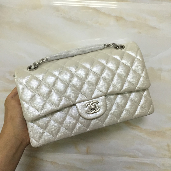 2015 Chanel Classic Flap Bag 1112 Original Nubuck Leather in Silver