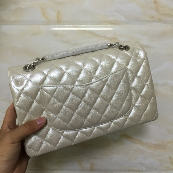 2015 Chanel Classic Flap Bag 1112 Original Nubuck Leather in Silver