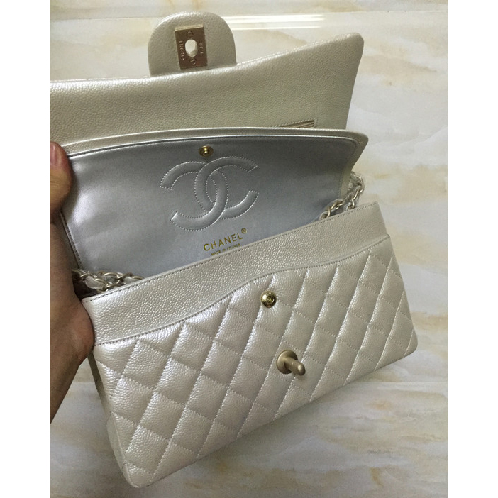 2015 Chanel Classic Flap Bag 1112 Original Nubuck Leather in Silver