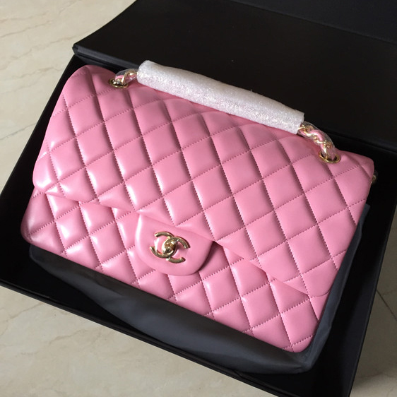 2015 Chanel Classic Flap Bag 1113 Original leather in Pink with Gold