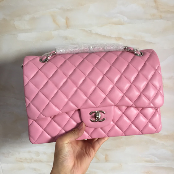 2015 Chanel Classic Flap Bag 1113 Original leather in Pink with Silver