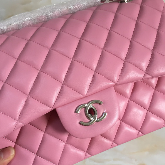 2015 Chanel Classic Flap Bag 1113 Original leather in Pink with Silver