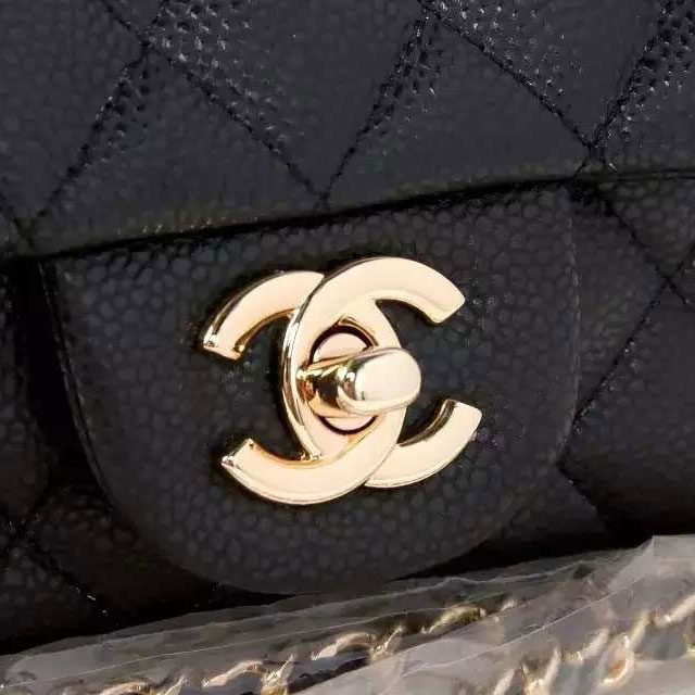 2015 Chanel Classic Flap Bag Original Caviar Leather A6035 Black