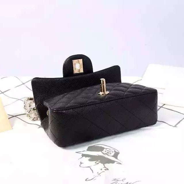 2015 Chanel Classic Flap Bag Original Caviar Leather A6035 Black