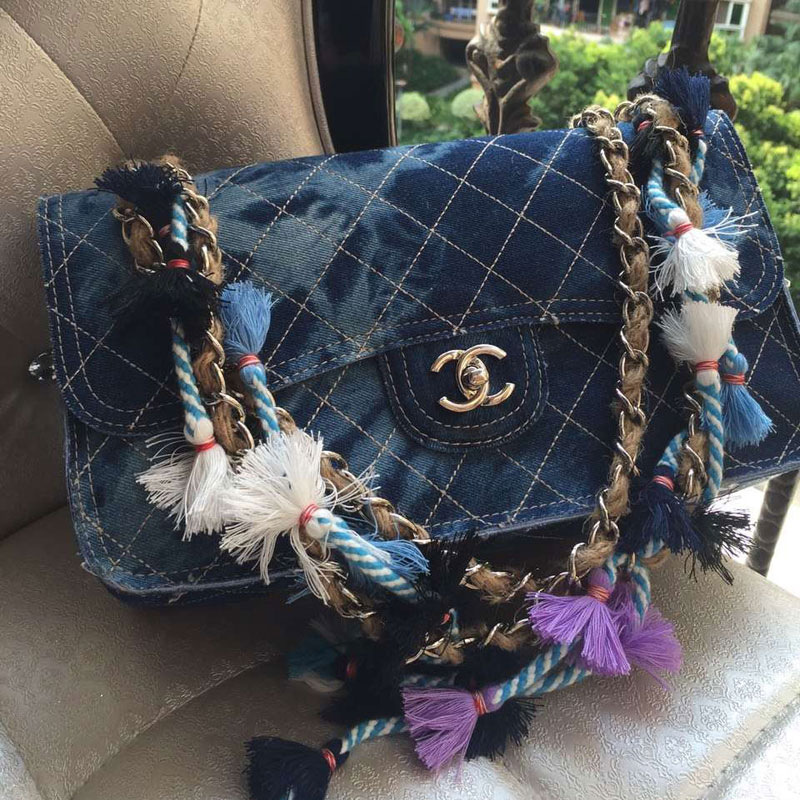 2015 Chanel Classic Flap Bag Original Denim A99366 Royal