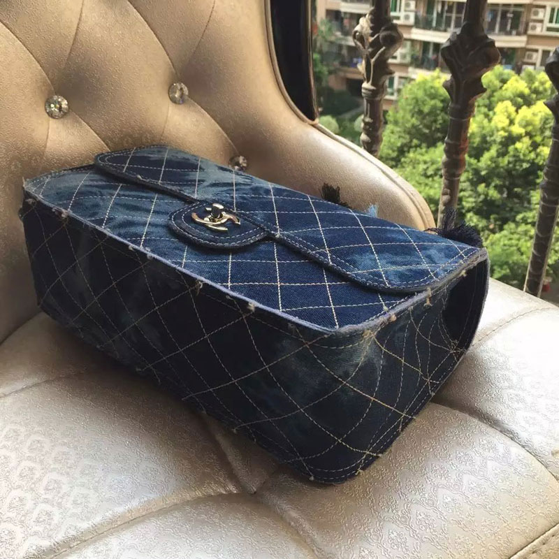 2015 Chanel Classic Flap Bag Original Denim A99366 Royal