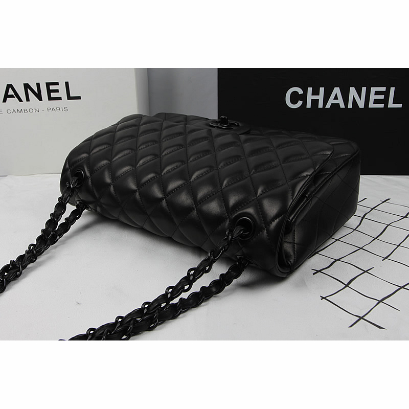 2015 Chanel Classic Flap Bag Original Sheepskin Leather 1113 Black