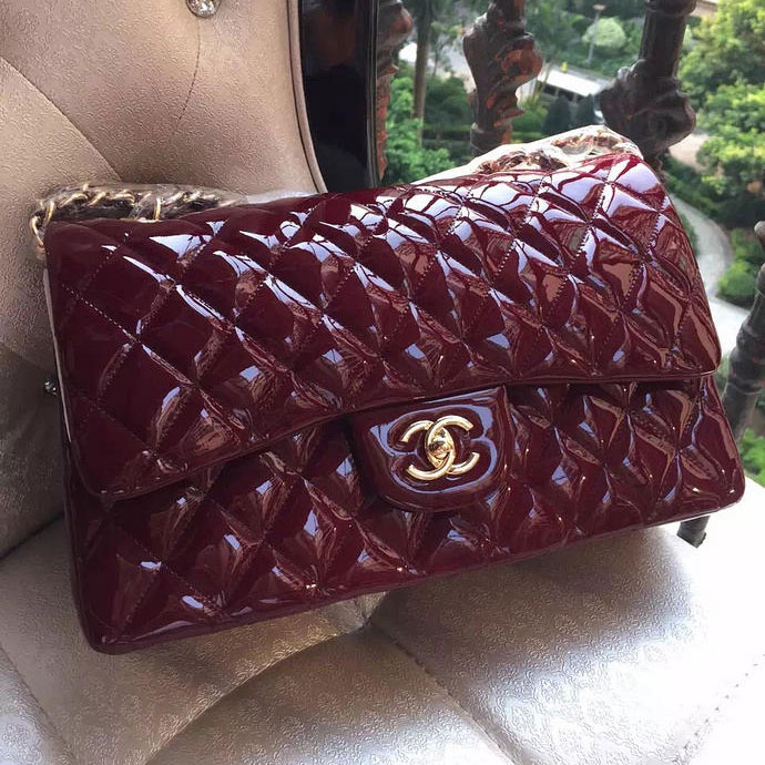 2015 Chanel Classic Flap Bag Original Sheepskin Leather 1113 Burgundy with Gold