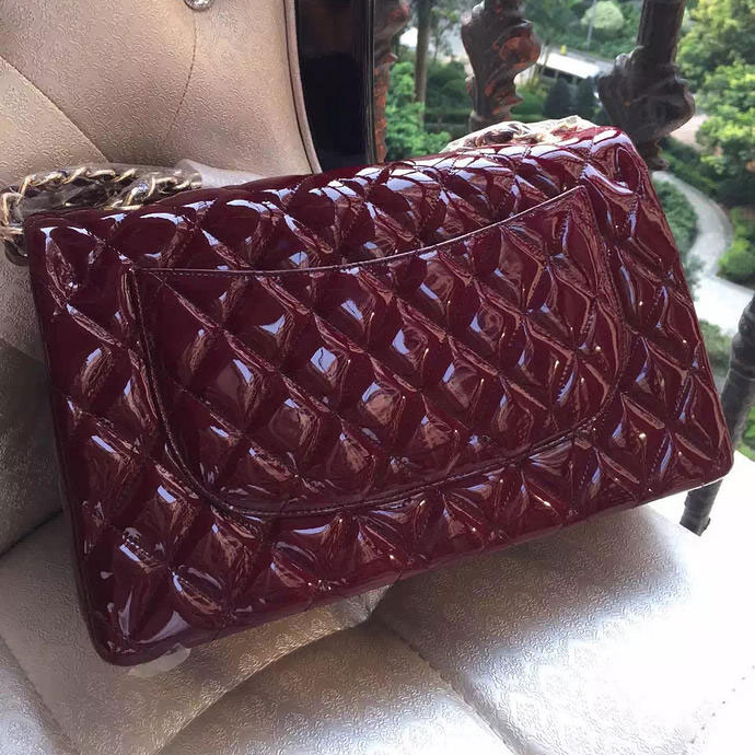 2015 Chanel Classic Flap Bag Original Sheepskin Leather 1113 Burgundy with Gold