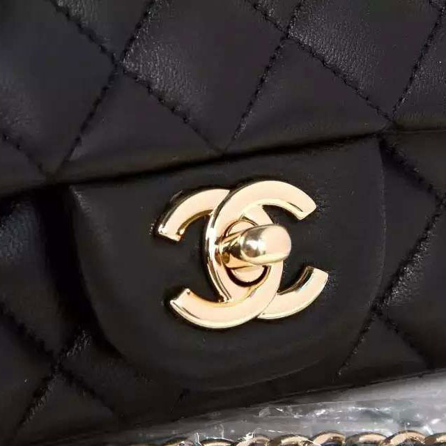 2015 Chanel Classic Flap Bag Original Sheepskin Leather A6035 Black